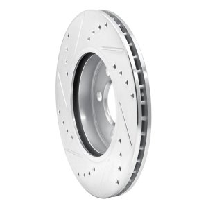 Mini Cooper Brake Rotor (1) - Front Right - R1 Concepts - Drilled & Slotted - Silver - `07-`15